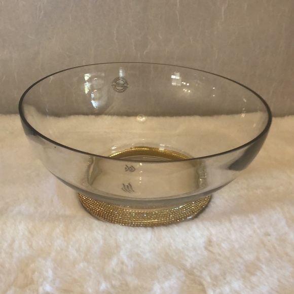 New Large Clear Glass Rhinestone Trim Serving Bowl - Picture 3 of 4